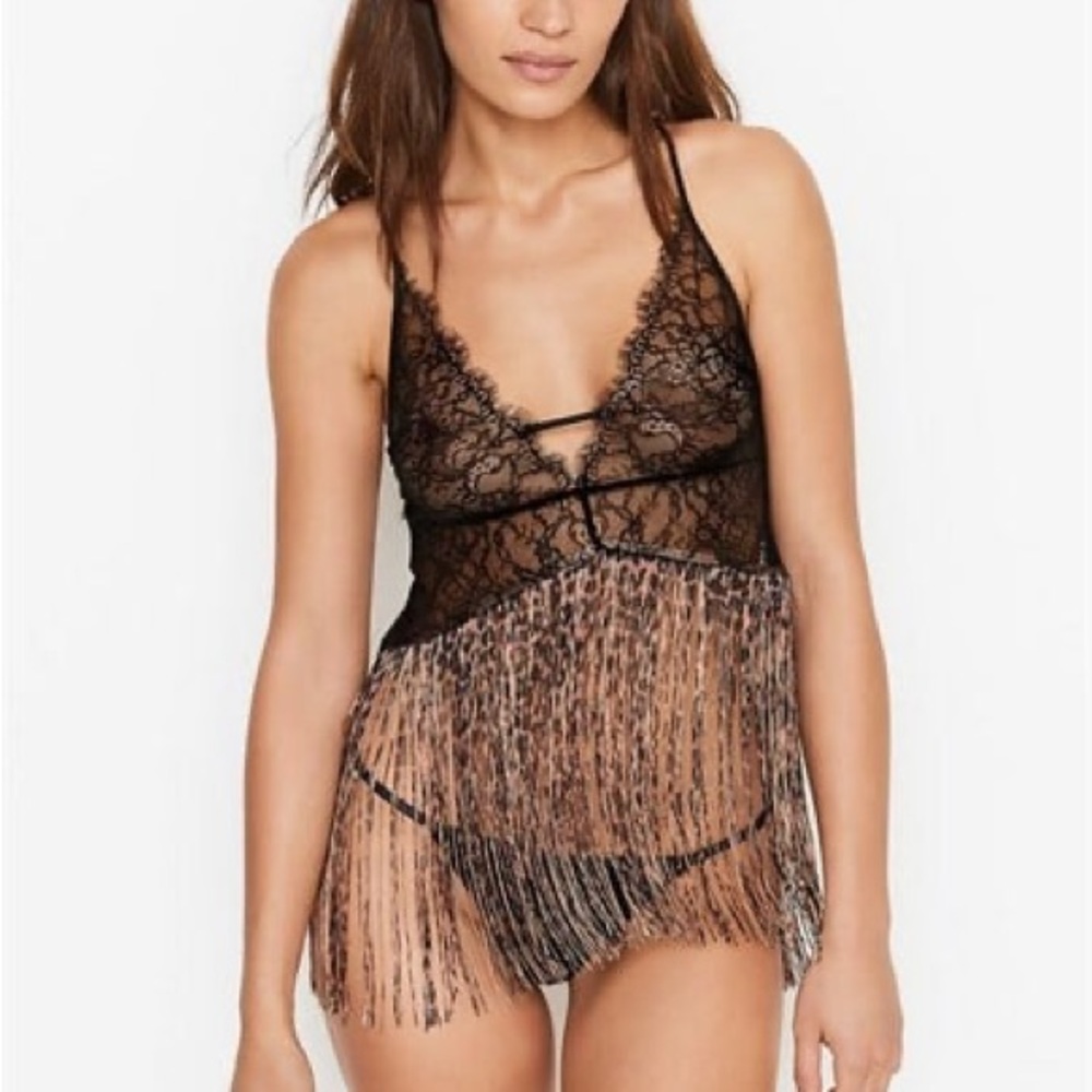 NWT Victoria’s Secret lace and fringe slip wear